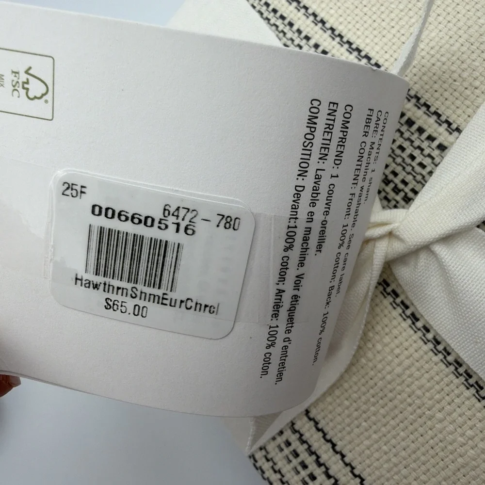 Pottery Barn Hawthorn Pin Striped EURO Shams Charcoal Gray Taupe Set Of 2 NEW